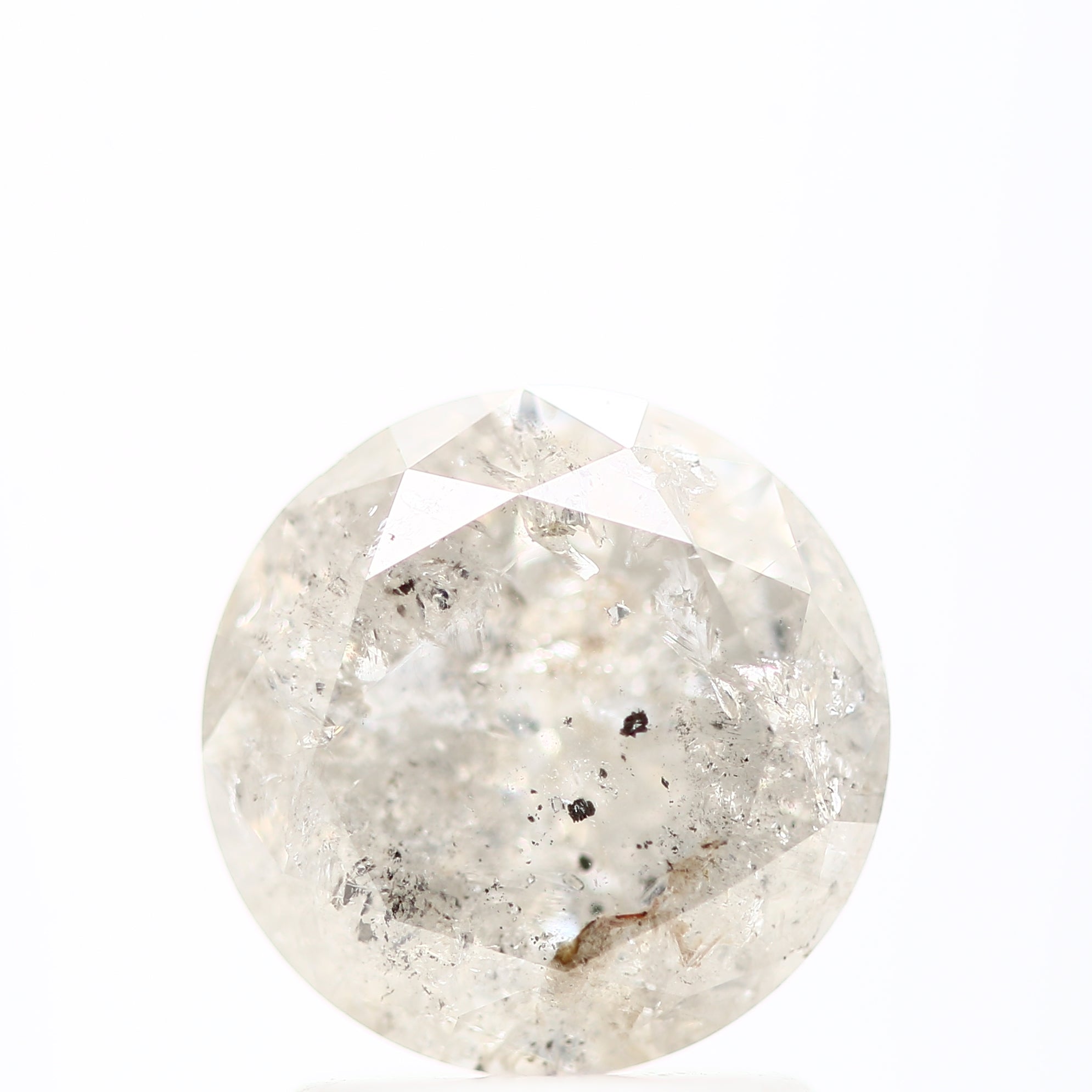 1.59 Carat Salt and Pepper White Icy Round Shape Brilliant Cut Natural Loose Diamond